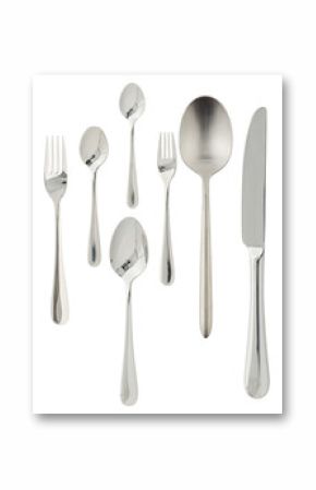 Silver cutlery cut out isolated transparent background