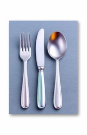 Silver Cutlery Set on Matte Grey Background