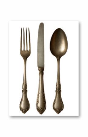 3d Elegant vintage cutlery set fork knife and spoon high quality realistic image