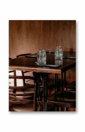 Empty set table inside a restaurant