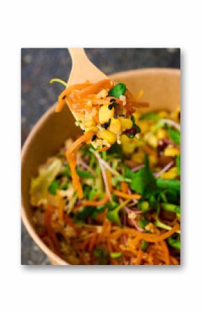 Takeaway food on a grey background