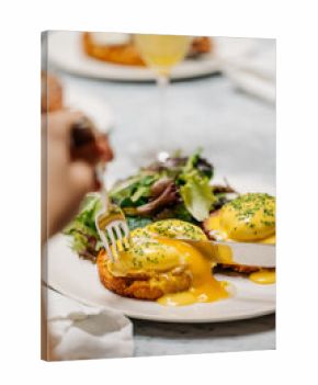 Opened Eggs Benedict