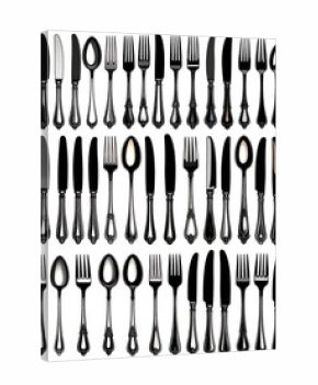 Silverware collection on white background