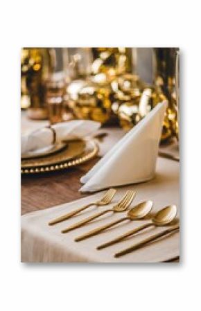 Golden table for a Christmas celebration