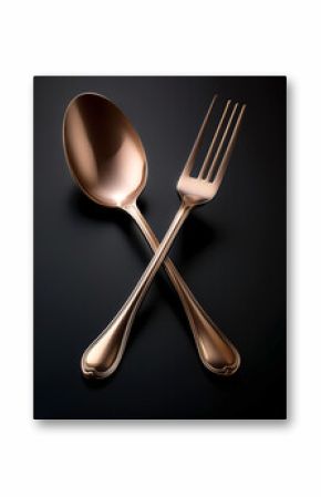 Fork and spoon, isolated on a dark black