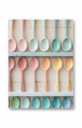 Vibrant plastic cutlery set featuring spoon icons.