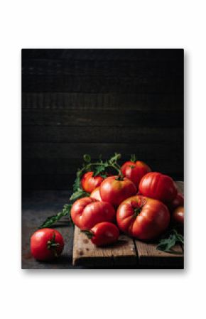 Freshly picked ripe red organic tomatoes.