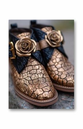 Ornate leather boots with floral accents