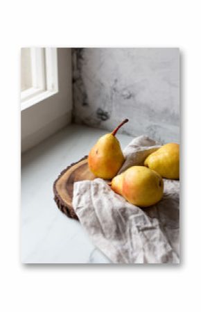 Pears Still life on marble background