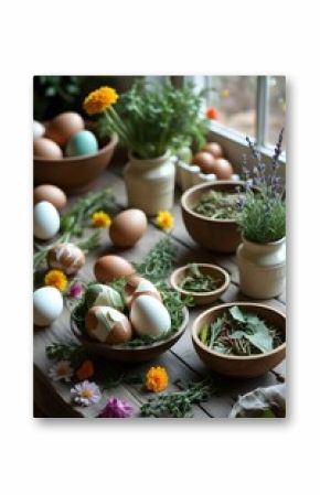 easter still life with eggs