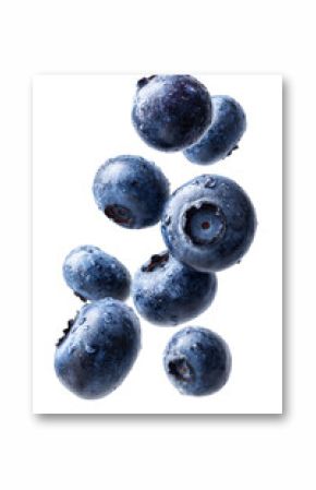 Floating Blueberries: A Closeup of Juicy Blue Berries on Transparent Background, PNG