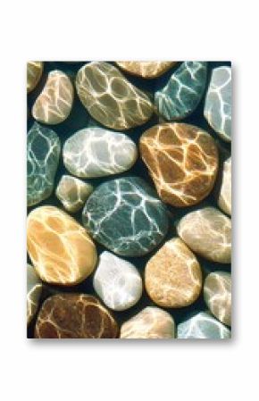 Smooth River Rocks with Muted Water Reflections