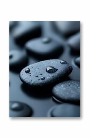 Dark Grey Stones Glistening With Rainwater