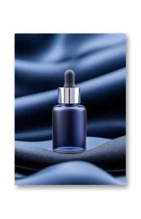 Dark Blue Dropper Bottle on Textured Fabric