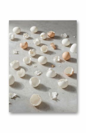 Intriguing Composition, A High-Resolution Still Life of Whole and Broken Eggs Emphasizing Minimalism and Detail