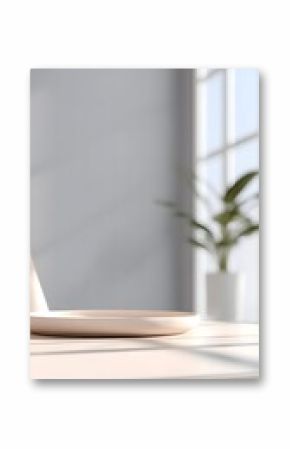 Minimalist Interior Scene with a Plate on a Table Near a Window