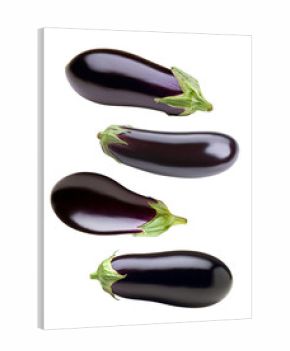 eggplants isolated on transparent background, close-up