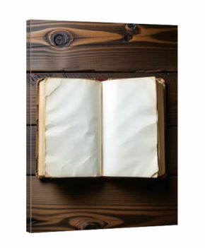 Antique Book on Wooden Surface Still Life Open Pages Vintage Paper Old Blank Space Storytelling Nostalgia Writing Read