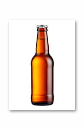 Amber beer bottle on black background