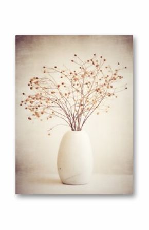 Dried floral arrangement in white vase