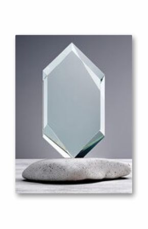 Clear Glass Prism on Gray Stone Surface