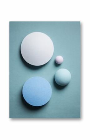 Pastel circles composition on blue background