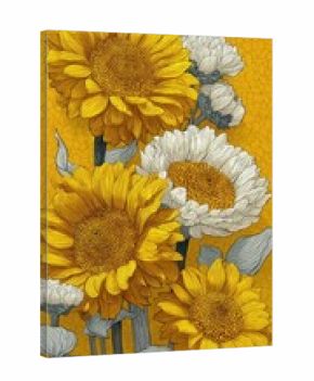 Yellow and White Flowers Arrangement Still Life Painting