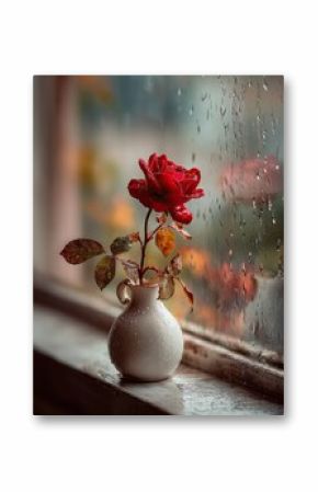 Red Rose on a Rainy Day