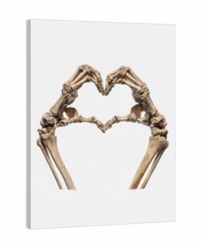 Two skeleton hands forming a heart shape