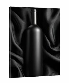 Dark bottle of wine on draped black fabric