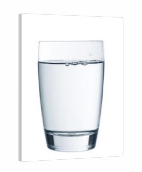 glass of water on white background