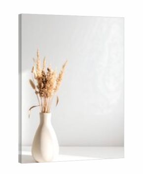 Light beige vase with dried grasses