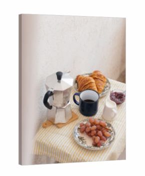 Breakfast at home, on the balcony