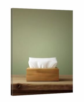 Tissue Box on Wooden Table, Minimalist Still Life