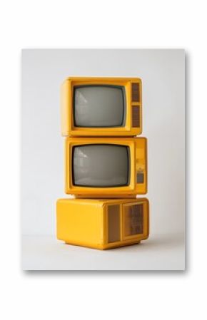 Retro Yellow Televisions Stacked Modern Minimalist Style