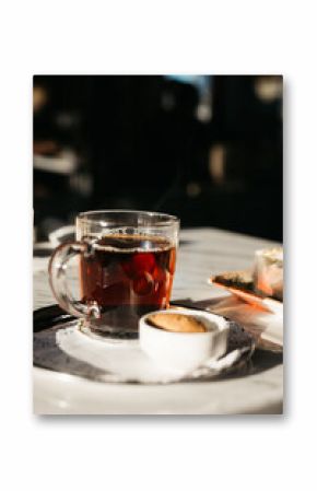 Turkish tea in a glass mug