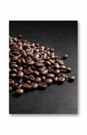 Dark roasted coffee beans, isolated on black background , beverage, product photography