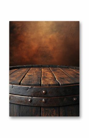 Wooden barrel on warm rustic background