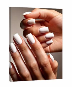 Elegant White Nail Polish Manicure on Hand