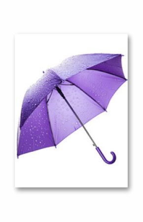 Isolated Luxurious Purple Umbrella with Water Droplets