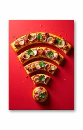 Creative food representation of a wifi signal using stylized pizza slices