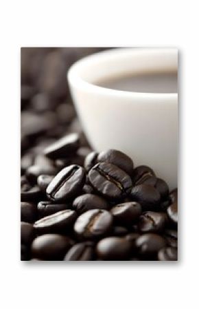 Closeup Espresso Coffee Beans Cup Aromatic Brew