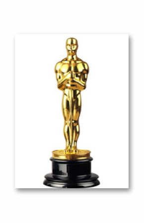 Isolated Golden Oscar Statue with Black Base