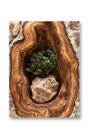 Thyme Plant in Olive Wood Bowl.