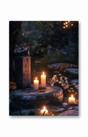 Evening garden altar with candles