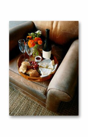 Wine, cheese and bread 