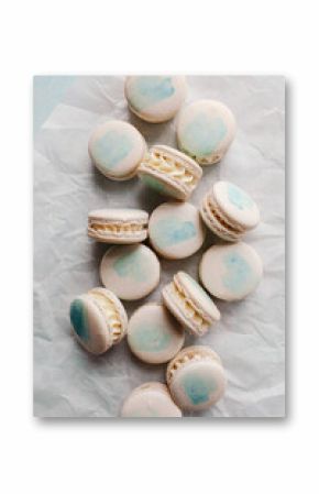 homemade macarons decorated with brushstrokes