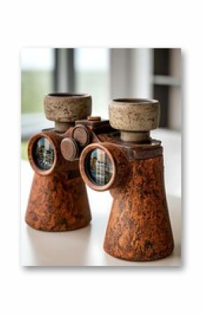 Antique Binoculars Coastal View.
