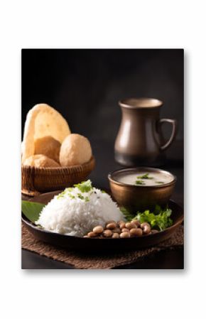 Aromatic Indian Cuisine: Rice, Beans, and Bread Delicacy