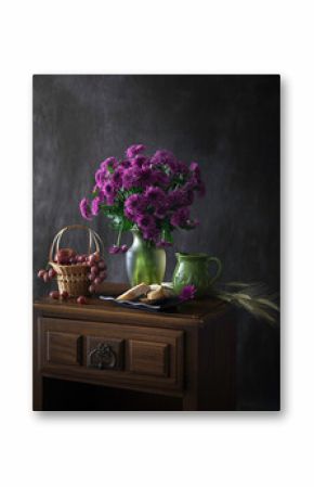 still life with flowers in vase